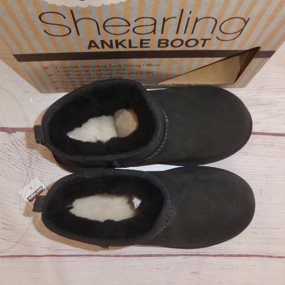 Kirkland Kids' Shearling Suede Mini Short Ankle Boots Black NEW - Picture 2 of 8